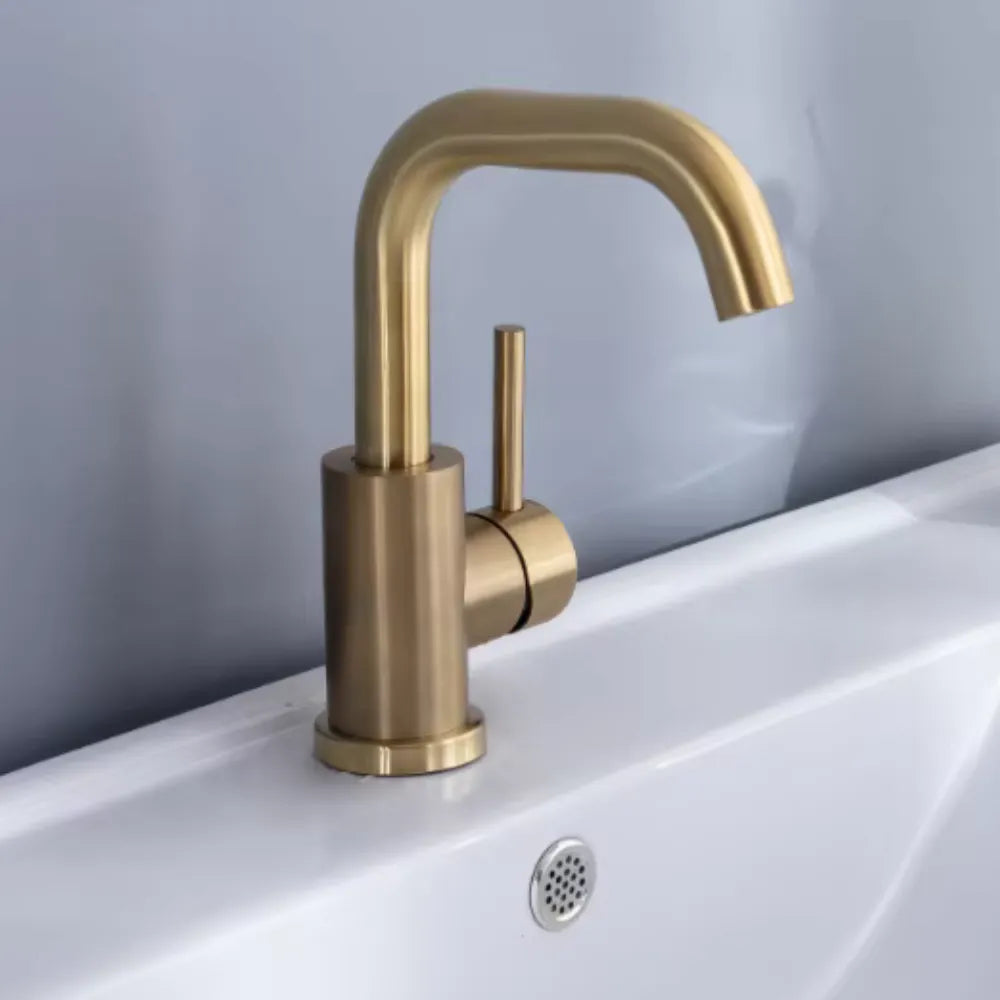 Torneira de Banheiro Ouro Escovado - Loc Stop